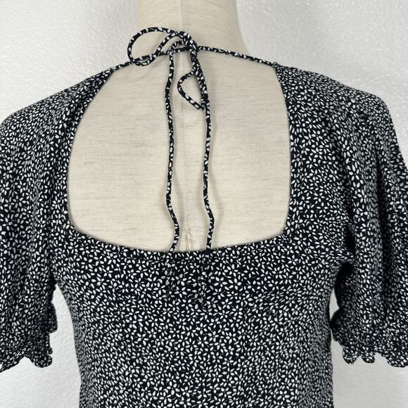 Other Stories Top Women Small EU 36 Coquette Black Ditzy Floral Milkmaid Cottage - Picture 10 of 16